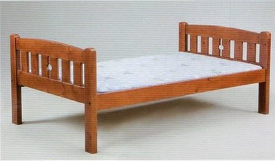 【萊夫家居】SN-325-2：淺胡桃3.5尺單人床【台中家具】床架 加高床台 兒童床 老人床 加高床 松木實木床 台灣製