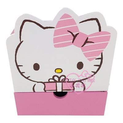 ♥小花花日本精品♥Hello Kitty 造型木質雙格筆筒收納盒~3