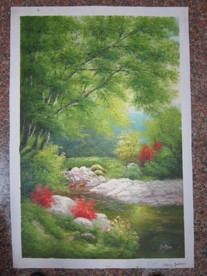 『府城畫廊-手繪油畫』樹林風景畫－綠意盎然－筆法細膩－60x90－(可加框)－有實體店面，請看關於我聯繫-F822