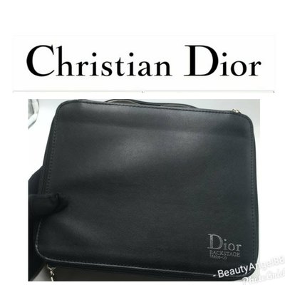 真品全新 Christian Dior 附鏡化妝包 黑色化妝箱盥洗收納包 美妝包手拿包138 一元起標 送禮㊣特價↘有