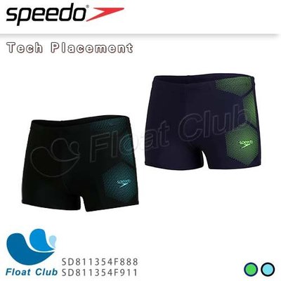 【SPEEDO】男運動四角泳褲 Tech Placement 黑藍／海軍藍檸檬綠 SD811354F 原價1580元