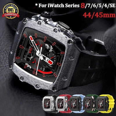 天極TJ百貨不鏽鋼錶殼矽膠錶帶 適用蘋果手錶9代 8 7 6 5 4 SE 鯊魚錶帶 Apple Watch 44 45mm