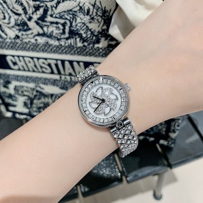 新款手錶女 百搭手錶女2022新款女士手錶DINIMI水鉆輕奢腕錶女款防水旋轉錶盤石英女手錶