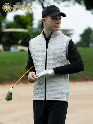 美國PGA 高爾夫馬甲男士毛織背心春季保暖夾棉外套運動服裝男裝