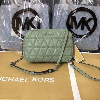 熱賣精選現貨促銷 MICHAEL KORS MK包  新款綠色菱格小方包  輕奢時尚 明星同款