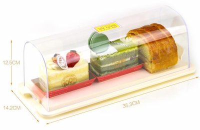 日本製  好品質 蜂蜜蛋糕保鮮盒展示盒子生乳捲海綿蛋糕甜點收納盤點心存放盤子 4823c