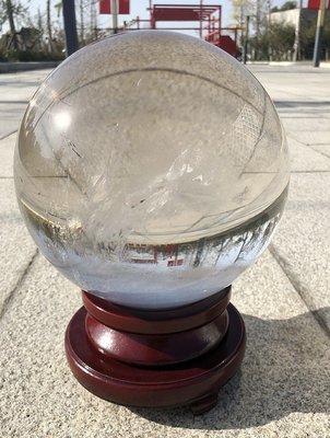 光工水晶阿賽斯特萊 18cm天然白水晶球水膽球8.2kg 梅爾卡巴揚升柱千層金字塔冥想松果體第三眼能量淨化