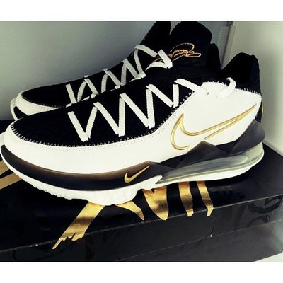 【正品】耐克Nike LeBron 17 Low EP 黑白金 氣墊運動 步 現貨 CD5006-101慢跑鞋