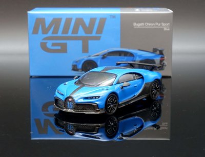 【MASH】現貨特價 Mini GT 1/64 Bugatti Chiron Pur Sport Blue 左 #379