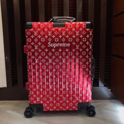 Supreme x RIMOWA 18SS Topas Multiwheel Suitcase Trolley bag Black White  Logo 45L