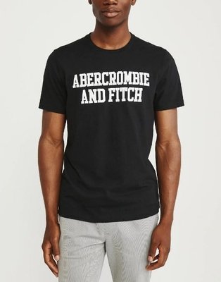A&F Abercrombie & Fitch 麋鹿 刺繡 貼布 logo 短T 黑色