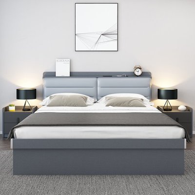 特賣-床簡約現代氣動側開臥室收納北歐單人床1.2m高箱儲物床次臥小戶型