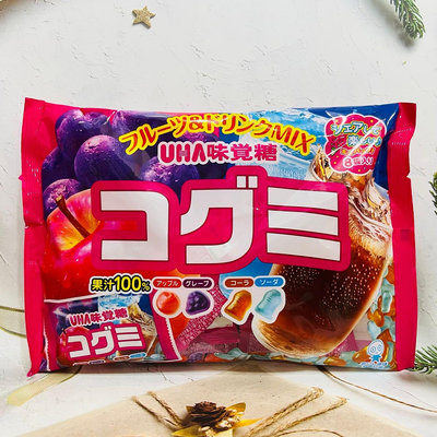 日本 UHA味覺糖 綜合水果汽水軟糖 8袋入/包 分享包 蘋果/葡萄/可樂/蘇打