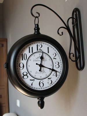 復古鐵藝鐘靜音歐式雙面鐘美式鄉村田園客廳掛鐘工藝時鐘兩面掛表超夯 精品