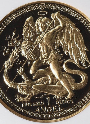 1984年馬恩島金幣天使屠龍英國女王克勞斯獲獎幣不可再生NG錢幣 收藏幣 紀念幣-21913【國際藏館】