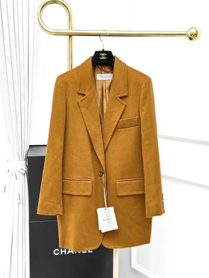 Maxmara F38碼姜黃色駱駝絨大衣，外套，全新有吊牌