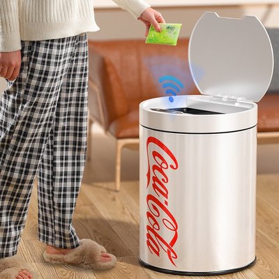 可口可易拉罐智能垃圾桶感應式不銹鋼家用臥室客廳輕奢衛生間筒小二貨店鋪促銷