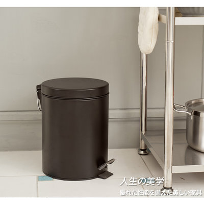 [超取限1入]5L容量小號腳踏緩降垃圾桶 烤漆不銹鋼垃圾桶 腳踏垃圾桶