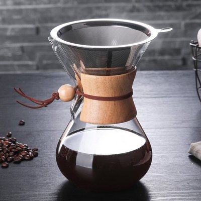 【熱賣精選】咖啡工具 咖啡裝備手沖咖啡玻璃分享壺一體套裝木把柄防燙防爆雙層不銹鋼過濾網