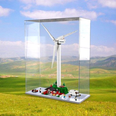 10268斯塔斯風力發電機LEGO亞克力展示盒高樂積木模型透明防塵罩-防塵罩