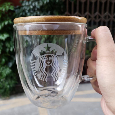 ﹍✑❈375ml  475ml 雙層透明玻璃杯星巴克咖啡杯拿鐵水杯牛奶杯茶杯雙層玻璃杯, 用