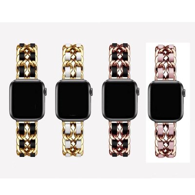 適用蘋果手錶錶帶小香風Apple Watch手錶SE65432錶帶金屬鏈條腕帶