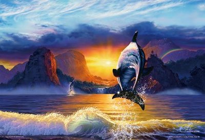 83-927 絕版夜光300片日本拼圖 Lassen 海洋 海豚