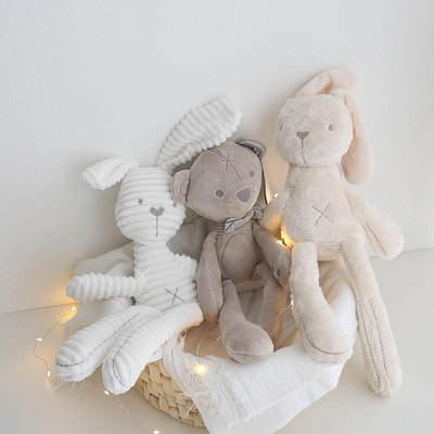 【小點點】長腿兔子熊毛絨柔軟毛絨動物白兔熊毛絨兒童睡娃娃禮物