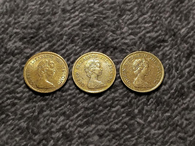 香港硬幣 伊麗莎白花冠低冠一毫3枚1982年1983年16616