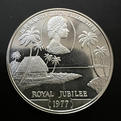 薩摩亞1977年1塔拉精制銀幣，女王執政25周年銀禧紀念，3錢幣 收藏幣 紀念幣-23402【國際藏館】