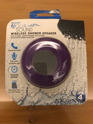 全新 美國品牌 AQUA SOUND 防撥水 無限藍芽喇叭 紫色 Aduro IPX4 美國帶回