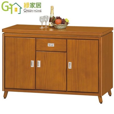 【綠家居】希多 時尚4尺柚木紋餐櫃/收納櫃