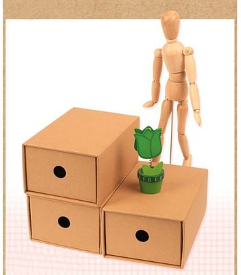 ZF BOX 畸良 DIY環保牛皮紙收納盒 抽屜式桌面整理盒 置物盒