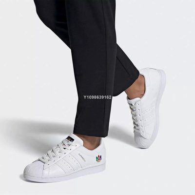 【代購】adidas Superstar 刺繡 三葉草 白色 貝殼頭 休閒滑板鞋FW3694女鞋