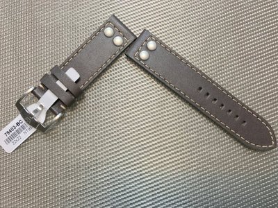 ZRC 法國空運來台素紋咖啡色厚質鉚釘時尚專用牛皮腕錶帶 規格：22x22 20x20mm【神梭鐘錶】