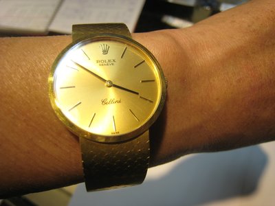 小曉名錶~收藏家之41~勞力士 徹里尼18K金 整隻原裝~非 雅典 AP PP 法蘭克 寶璣 已售國賓鐘錶非常感謝