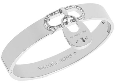【芝加哥美國代購 】MICHAEL KORS MKJ4611 經典鎖頭水晶銀色扣式手環(含運2080)