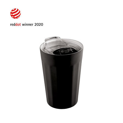 丹麥設計【 PO:Selected】陶瓷內膽 不鏽鋼棱角保溫杯 300ml (黑) 咖啡杯 隨行杯 雙層保溫杯
