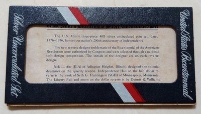 1776~1976 年 美國 獨立建國 200週年 艾森豪 紀念銀幣用 封套組 + 說明書 (無銀幣及外紅色套)
