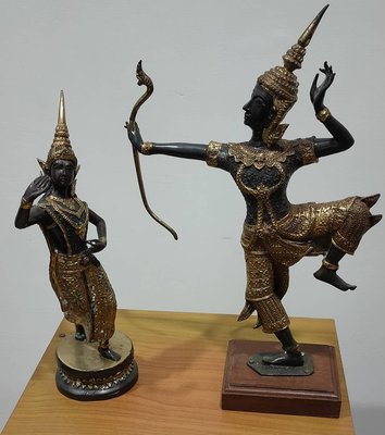 [天地居] 泰國 銅雕 人物 擺件 二件合拍
