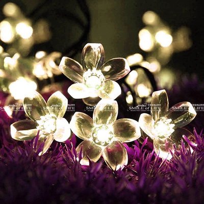 LED 太陽能 櫻花造型防水銅線燈串 7米50燈暖白 戶外室內 景觀庭院燈飾 防水裝飾燈 ☆司麥歐LED精品照明