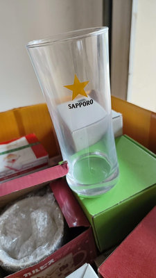 日本產sapporo三寶樂黃標靜岡札幌啤酒杯限定玻璃杯水杯印