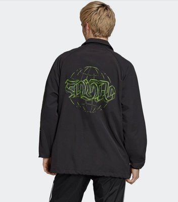 現貨熱銷-全新現貨 ADIDAS 愛迪達 男款 黑 綠 風衣外套 防風 教練外套 GK5922 滿千免運