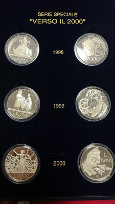 2000年意大利千禧年紀念銀幣六枚套原廠包裝！千禧年套裝難得