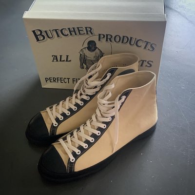 ✧ASENSERI✧ BUTCHER PRODUCTS FLYING B 卡其定番款高筒帆布鞋