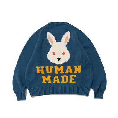 KIKI精選 潮牌Human Made 22WA 針織套頭毛衣女兔子同款日系男慵懶復古nigo寬松現貨特價