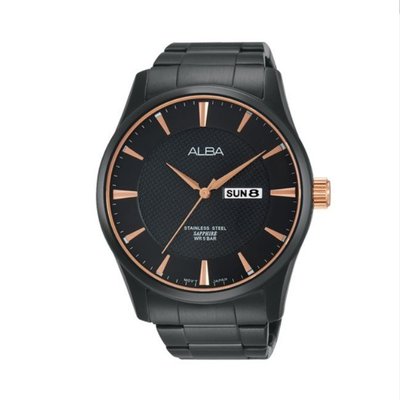 可議價「1958鐘錶城」ALBA雅柏 PRODUCT 男 安全帶扣 石英腕錶(AV3339X1) 45mm