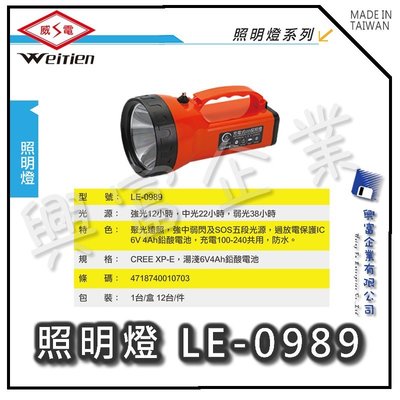 【興富】【BI030400】威電牌LED手提探照燈LE-0989【超取1個】台灣製造 安全便利有保障 停電 跳電 方便