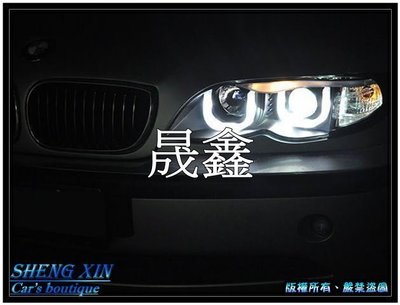《晟鑫》全新 高品質 E46 U型雙光圈 魚眼 後期 02-05年 4門專用款 黑框魚眼 BMW 頭燈一組
