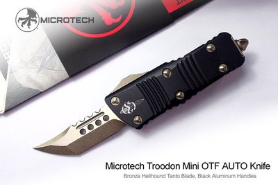 【angel 精品館 】Microtech Mini Troodon黑鋁柄_銅色石洗TANTO刃簽名版819-13S